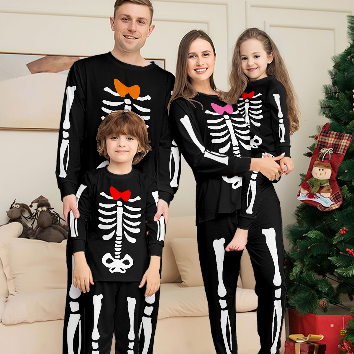 Halloween Family Matching Pajamas Skeleton Print Sleepwear Family Look Pyjamas - ChildAngle