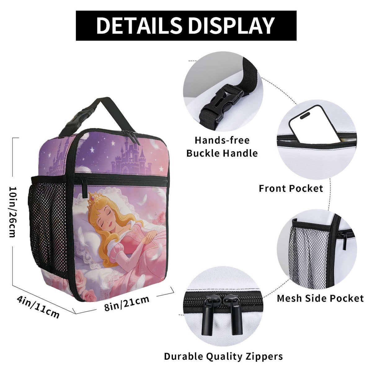 Sleeping Beauty Aurora Lunch Bag Portable Lunch Tote - ChildAngle