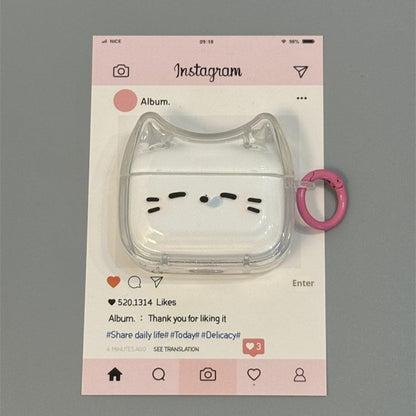 Cat-shaped air pod case with pink ring - ChildAngle Sleepy Cat AirPods Case