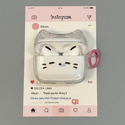 Cat-shaped air pod case with pink ring - ChildAngle Sleepy Cat AirPods Case