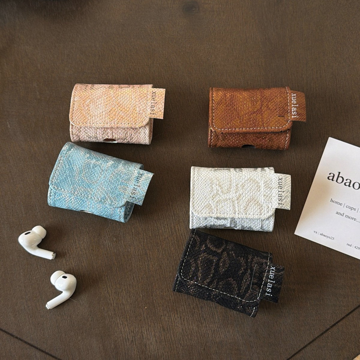 Colored Snake Skin Leather AirPods cases - ChildAngle