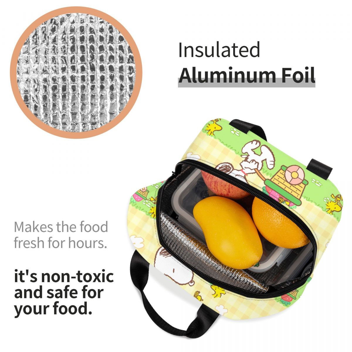 Snoopy Lunch Bag Picnic Portable Lunch Bag Tote for School - ChildAngle