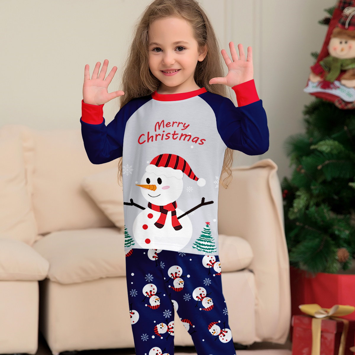 Christmas Family Matching Pajamas Sets Merry Christmas Snowman Pants - ChildAngle