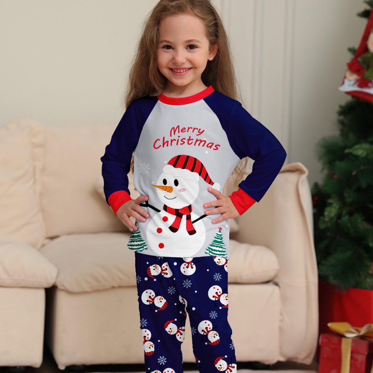 Christmas Family Matching Pajamas Sets Merry Christmas Snowman Pants - ChildAngle