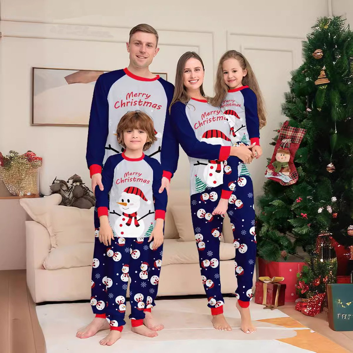 Christmas Family Matching Pajamas Sets Merry Christmas Snowman Pants - ChildAngle