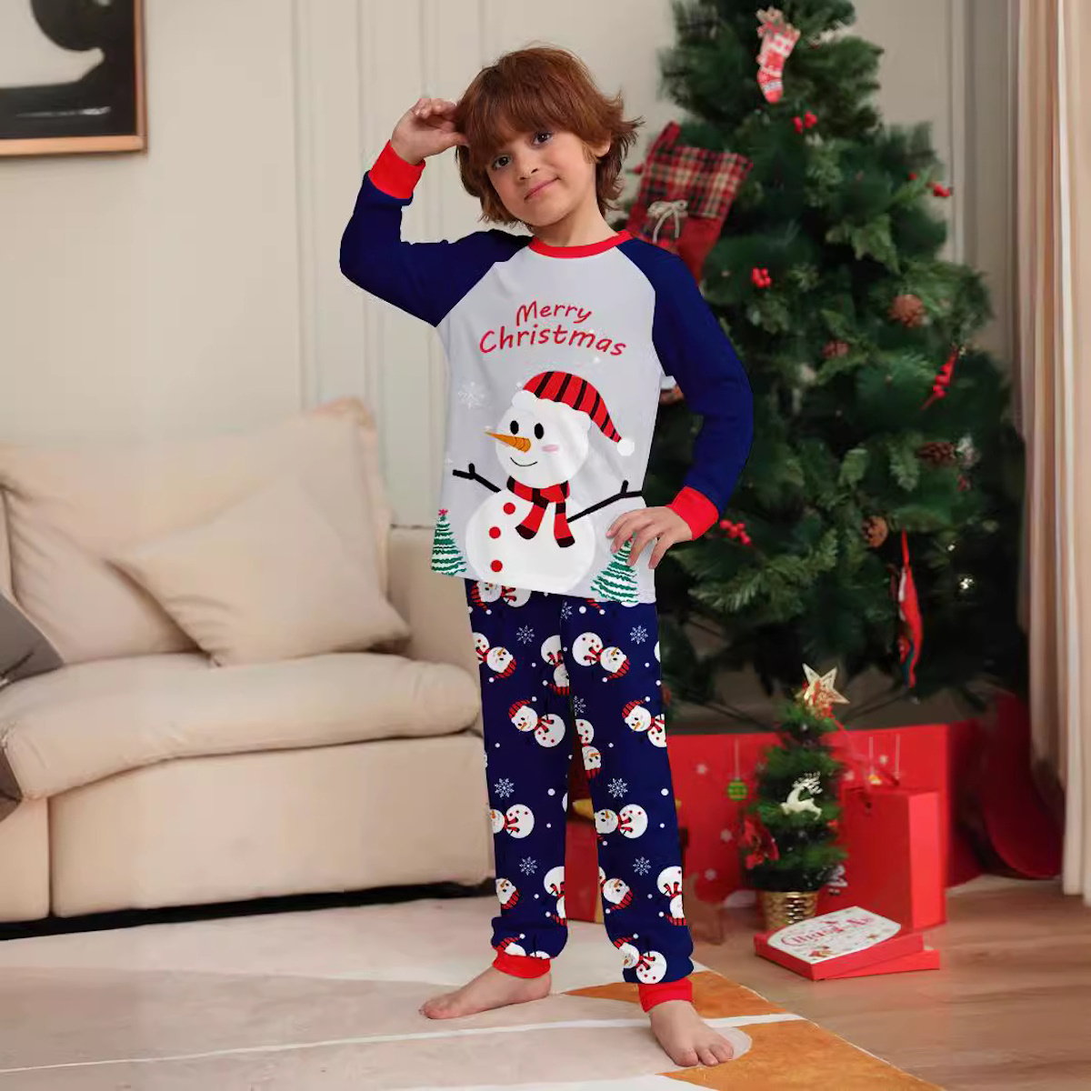 Christmas Family Matching Pajamas Sets Merry Christmas Snowman Pants - ChildAngle