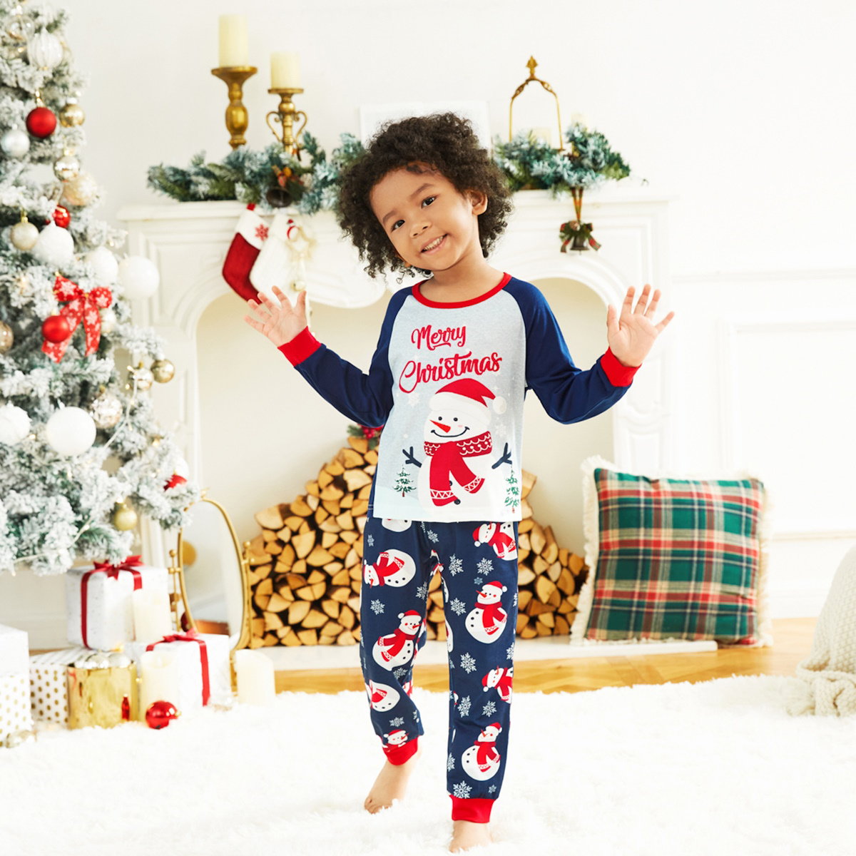 Christmas Family Matching Pajamas Sets Merry Christmas Snowman Pants - ChildAngle