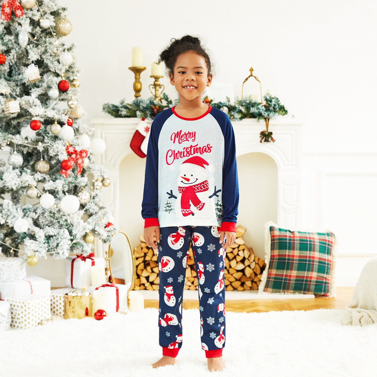 Christmas Family Matching Pajamas Sets Merry Christmas Snowman Pants - ChildAngle
