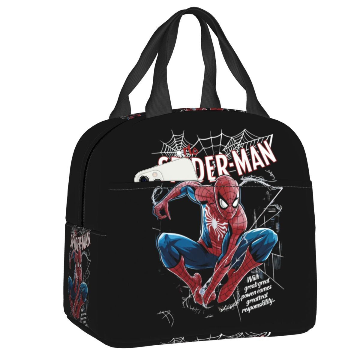 Spider-man Lunch Bag Marvel Cool Spiderman Tote Large Capacity Tote for School Lunch - ChildAngle