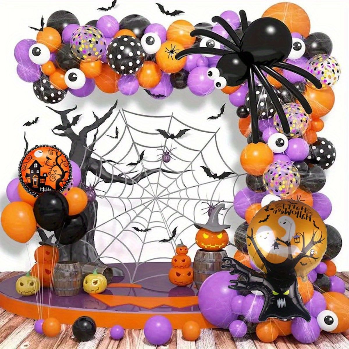 Halloween Decoration Spider Spooky Foil Balloons Garland - ChildAngle