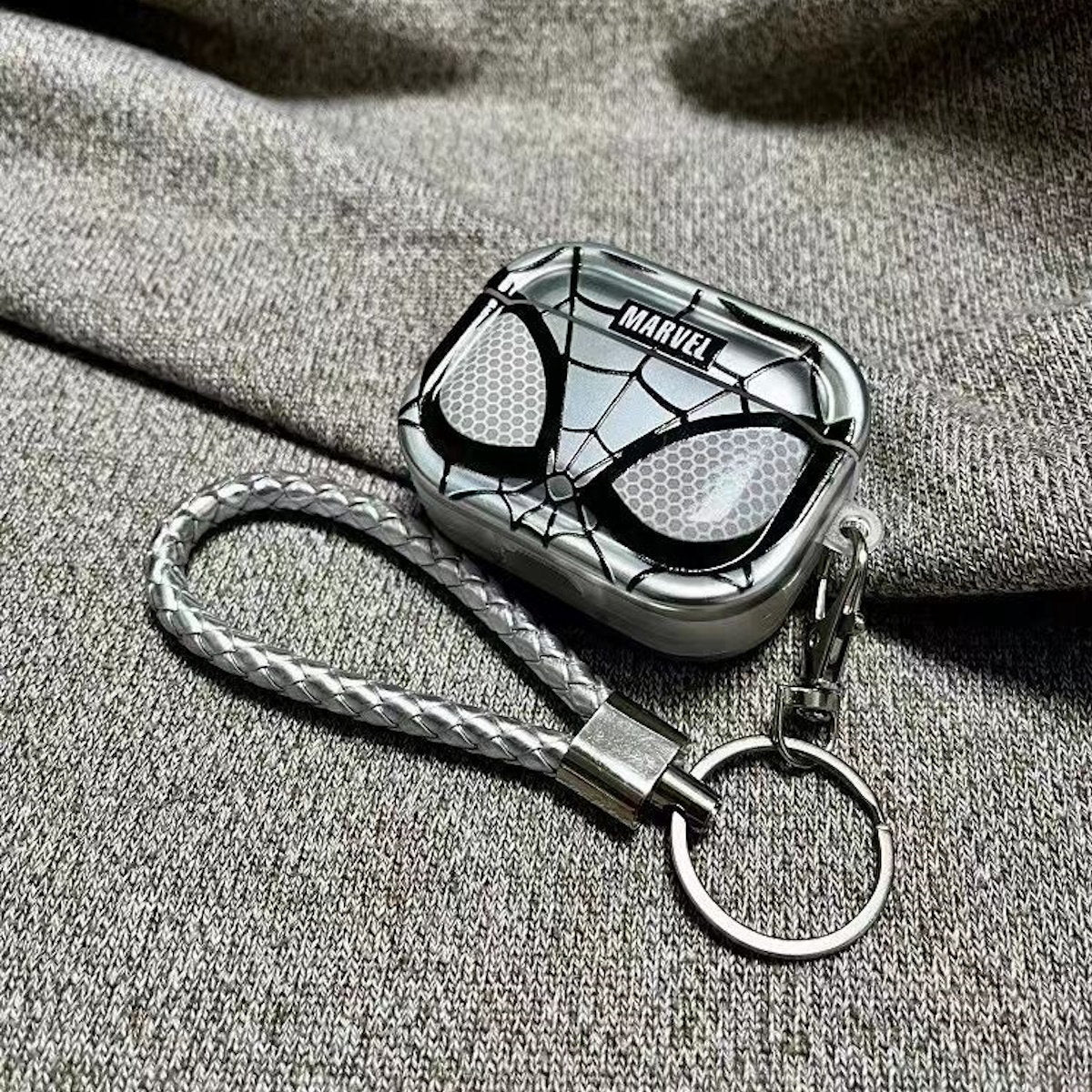 Spider-Man themed air pod case with keychain