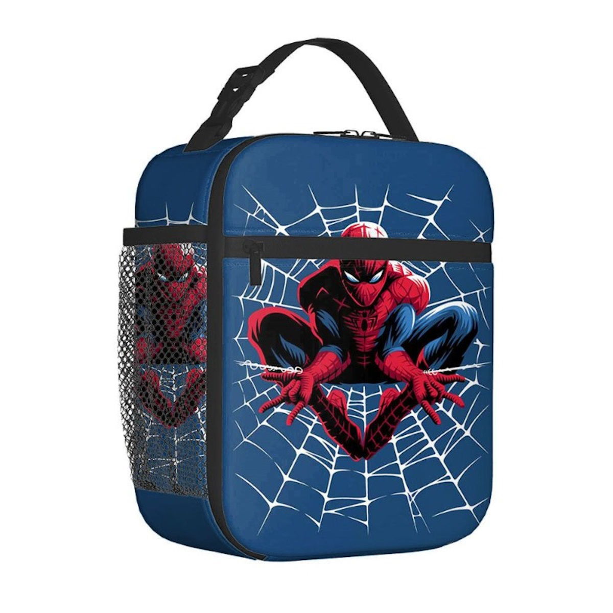 Spiderman Lunch Bag Spider Web Portable Tote with Side Mesh Pocket