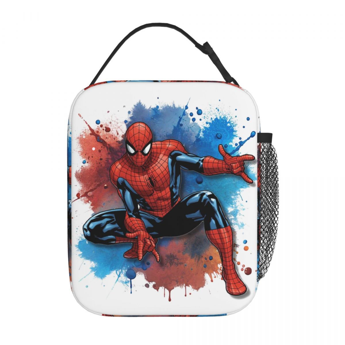 Spiderman Lunch Bag Spider Web Portable Tote with Side Mesh Pocket
