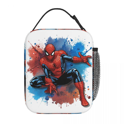 Spiderman Lunch Bag Spider Web Portable Tote with Side Mesh Pocket