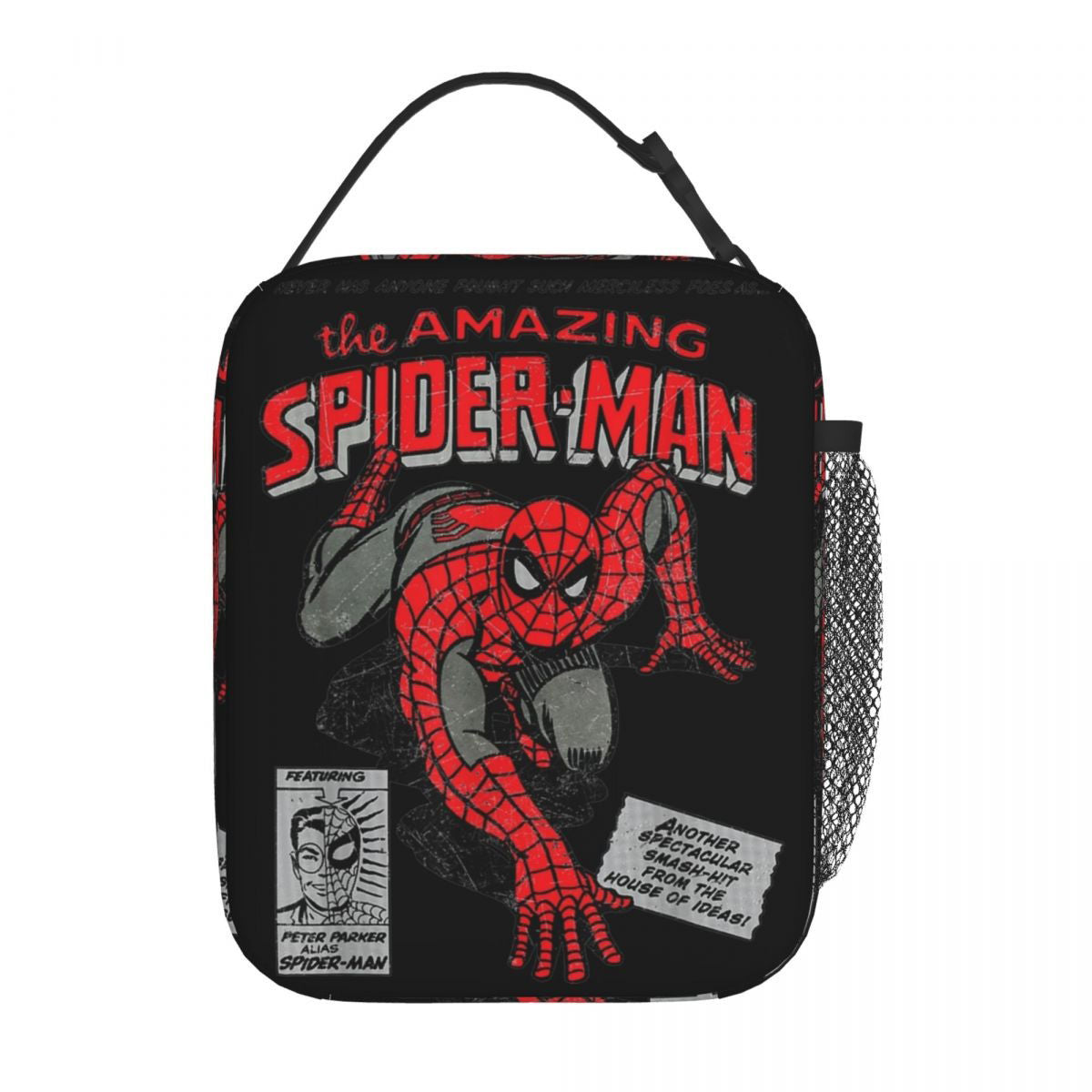 Spiderman Lunch Bag Spider Web Portable Tote with Side Mesh Pocket