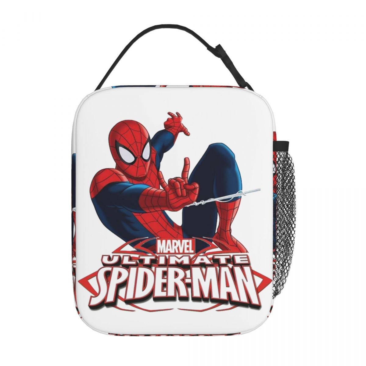 Spiderman Lunch Bag Spider Web Portable Tote with Side Mesh Pocket