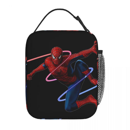 Spiderman Lunch Bag Spider Web Portable Tote with Side Mesh Pocket