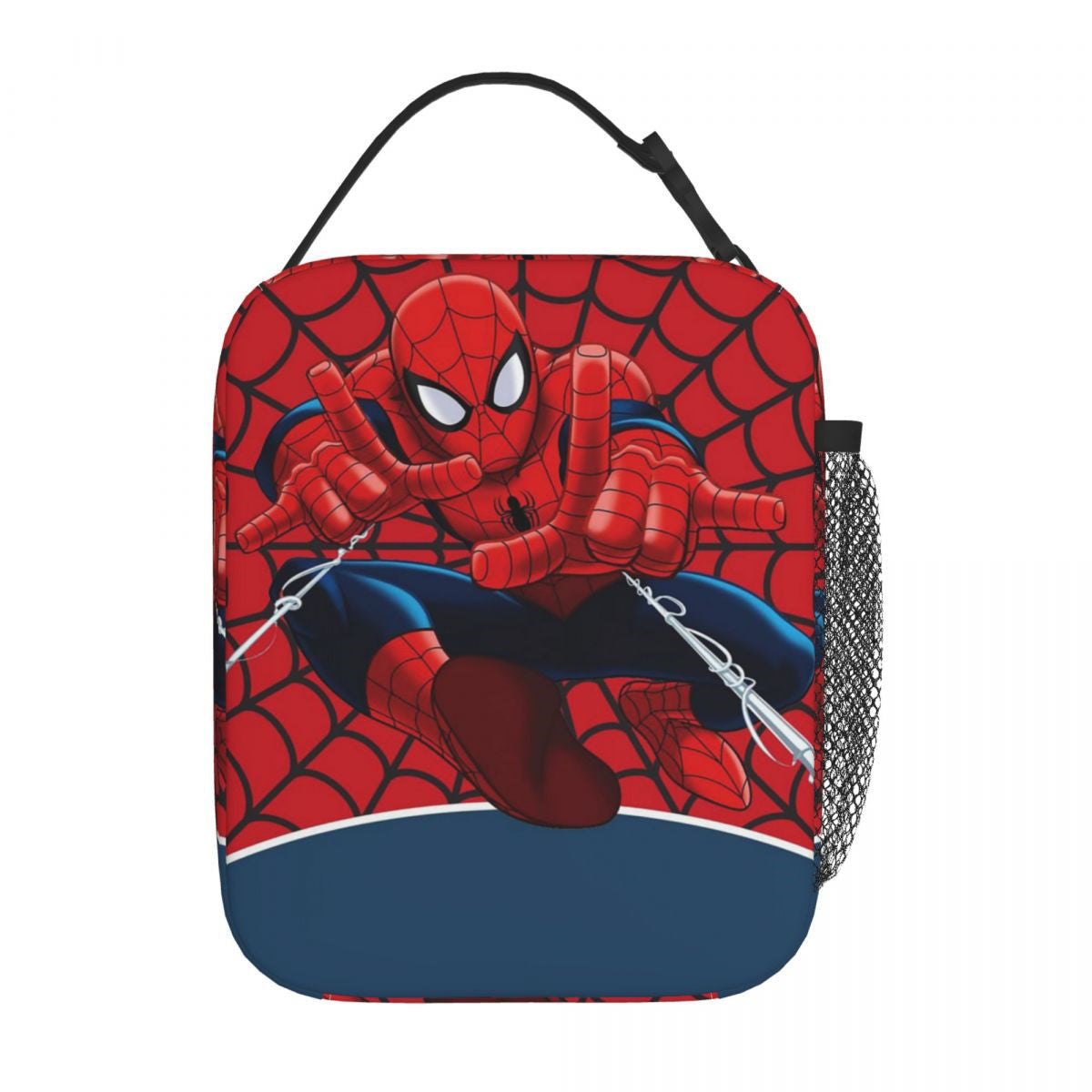 Spiderman Lunch Bag Spider Web Portable Tote with Side Mesh Pocket