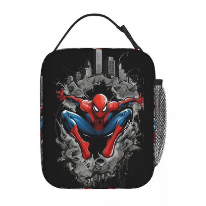 Spiderman Lunch Bag Spider Web Portable Tote with Side Mesh Pocket