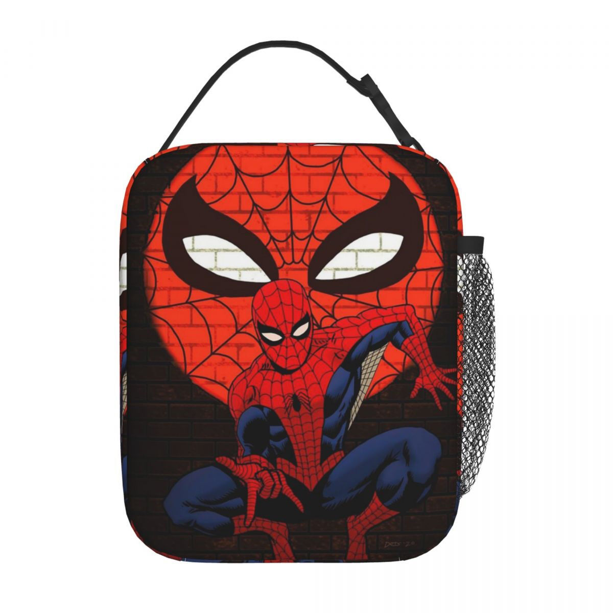 Spiderman Lunch Bag Spider Web Portable Tote with Side Mesh Pocket