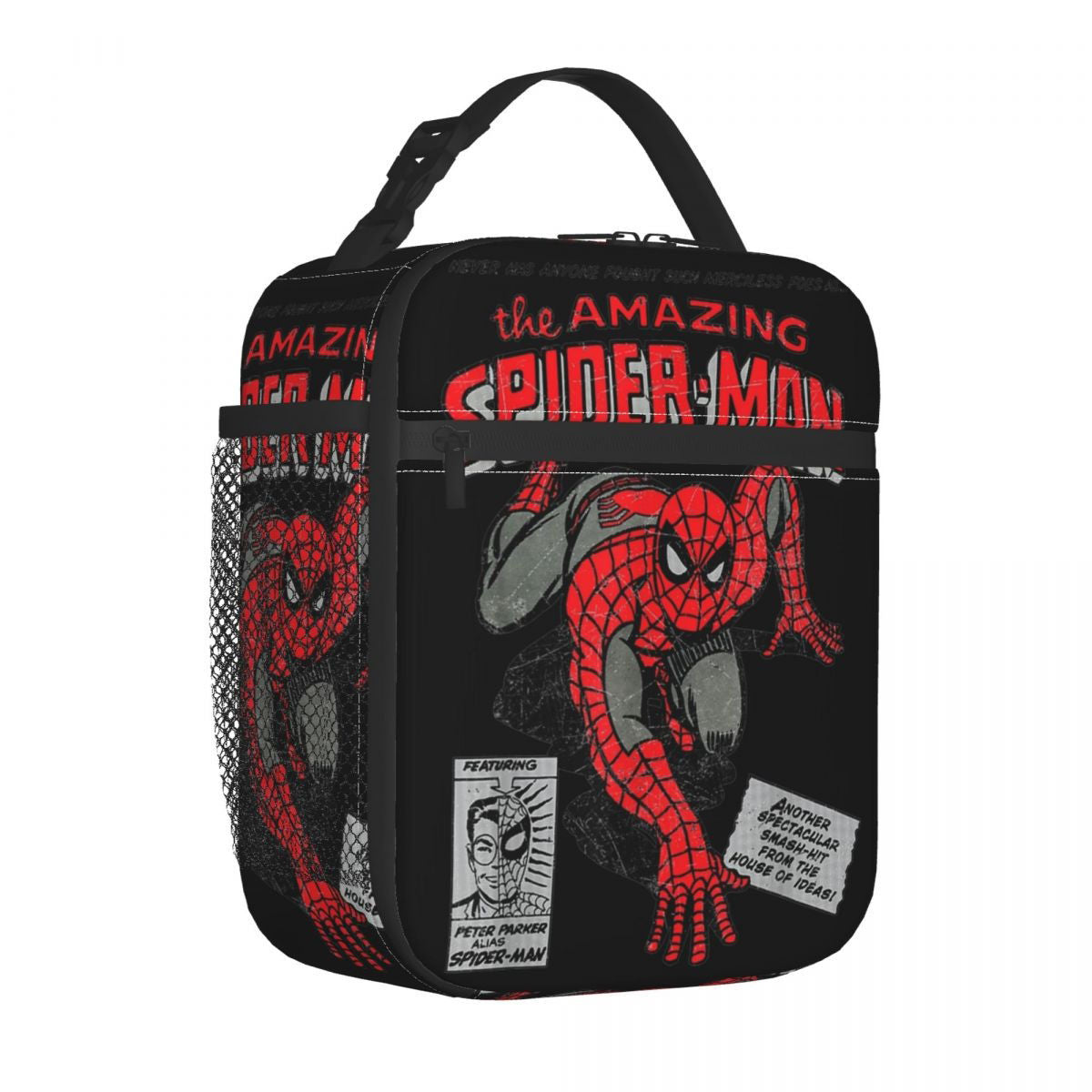 Spiderman Lunch Bag Spider Web Portable Tote with Side Mesh Pocket