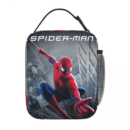Spiderman Lunch Bag Spider Web Portable Tote with Side Mesh Pocket
