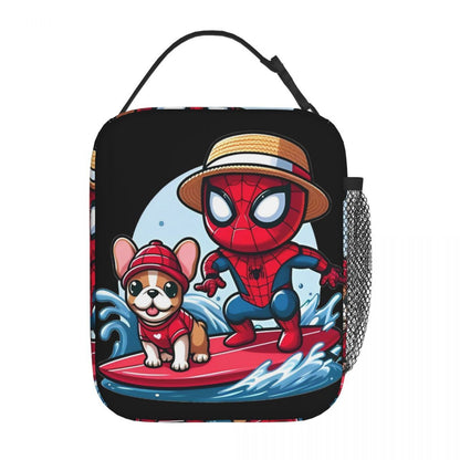 Spiderman Lunch Bag Spider Web Portable Tote with Side Mesh Pocket