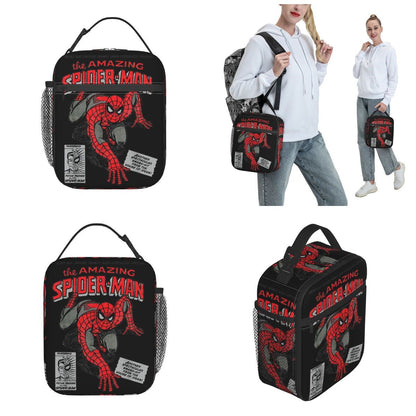 Spiderman Lunch Bag Spider Web Portable Tote with Side Mesh Pocket