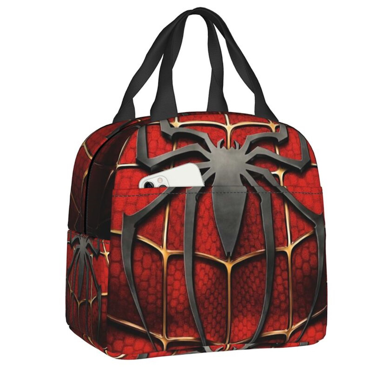 Spiderman Lunch Bag Marvel Spider Web Tote Large Capacity Tote for School - ChildAngle