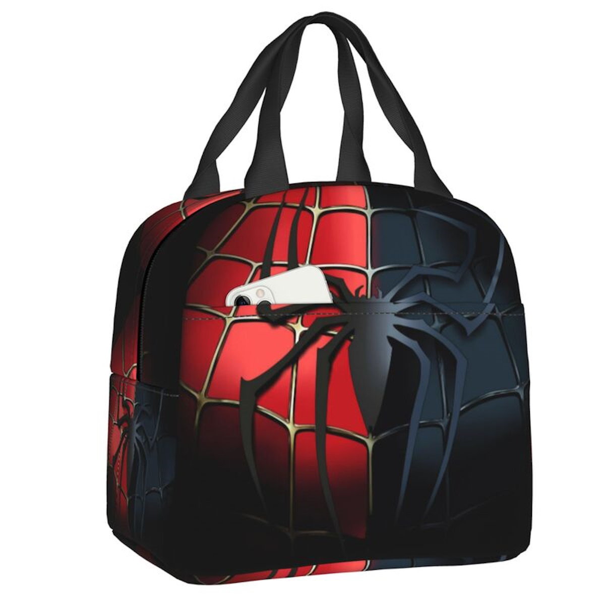 Spiderman Lunch Bag Marvel Spider Web Tote Large Capacity Tote for School - ChildAngle