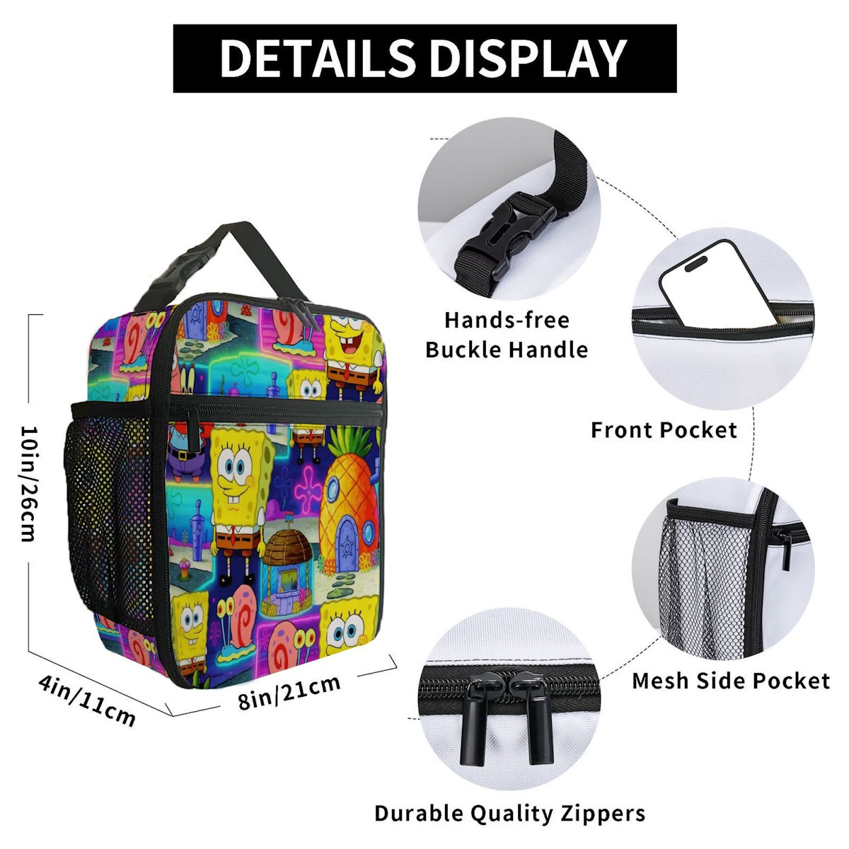 Spongebob Lunch Bag Portable Squarepants Insulated Lunch Tote - ChildAngle