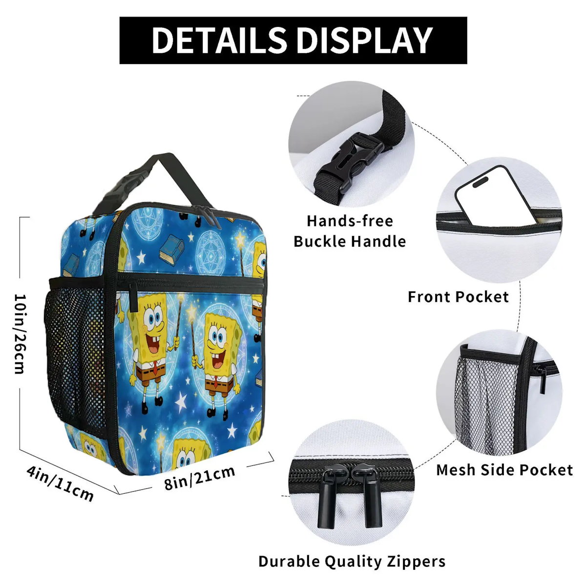 Spongebob Lunch Bag Portable Squarepants Insulated Lunch Tote - ChildAngle