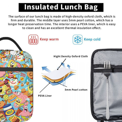 Spongebob Lunch Bag Portable Squarepants Insulated Lunch Tote - ChildAngle