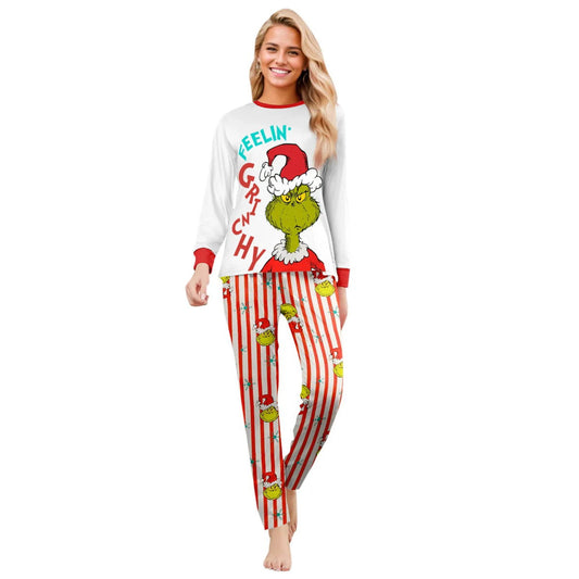 Striped Grinch Matching Christmas PJS Elf Pajamas Family Set Santa Hat Christmas Pants - ChildAngle
