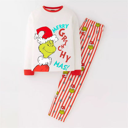 Striped Grinch Matching Christmas PJS Elf Pajamas Family Set Santa Hat Christmas Pants - ChildAngle