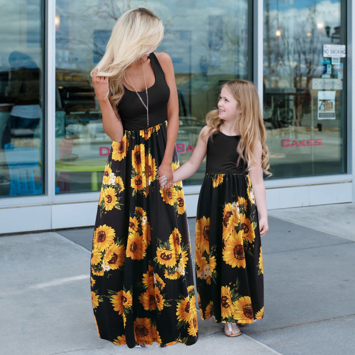 Sunflower Mommy and Me Matching Dress Long Maxi Dress - ChildAngle