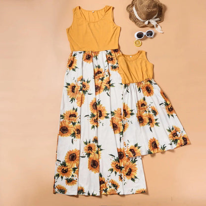 Sunflower Mommy and Me Matching Dress Long Maxi Dress - ChildAngle