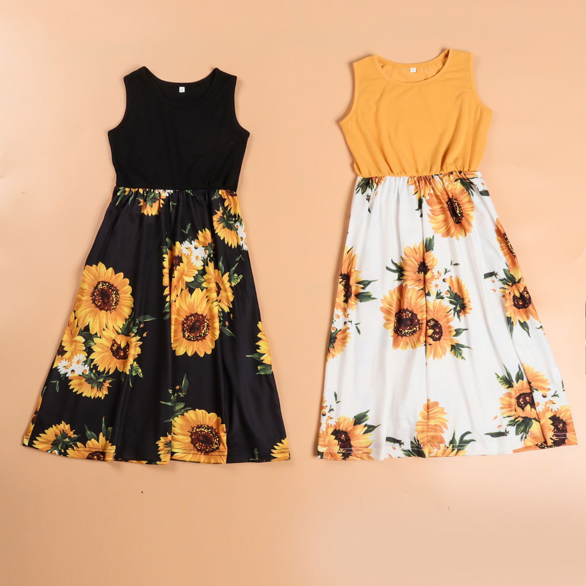 Sunflower Mommy and Me Matching Dress Long Maxi Dress - ChildAngle