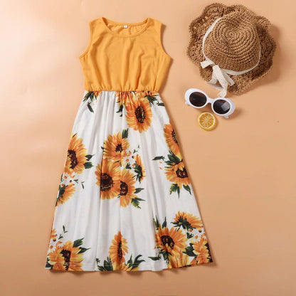 Sunflower Mommy and Me Matching Dress Long Maxi Dress - ChildAngle