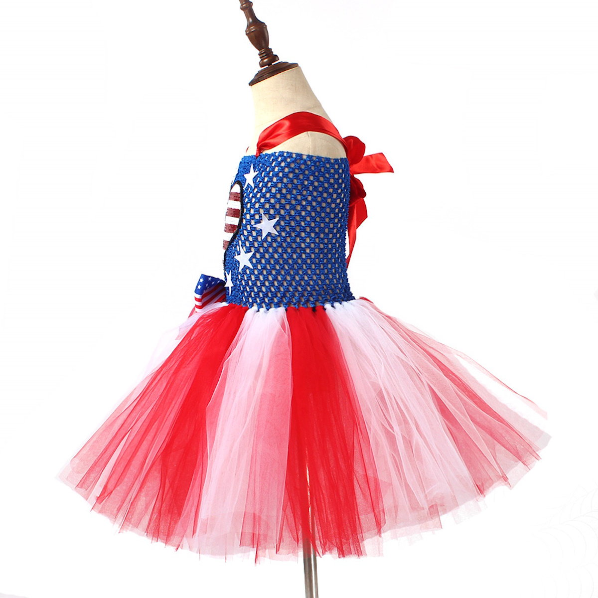 Teen Girls 4th of July Costume Bowknow Tulle Dress with Headband - ChildAngle