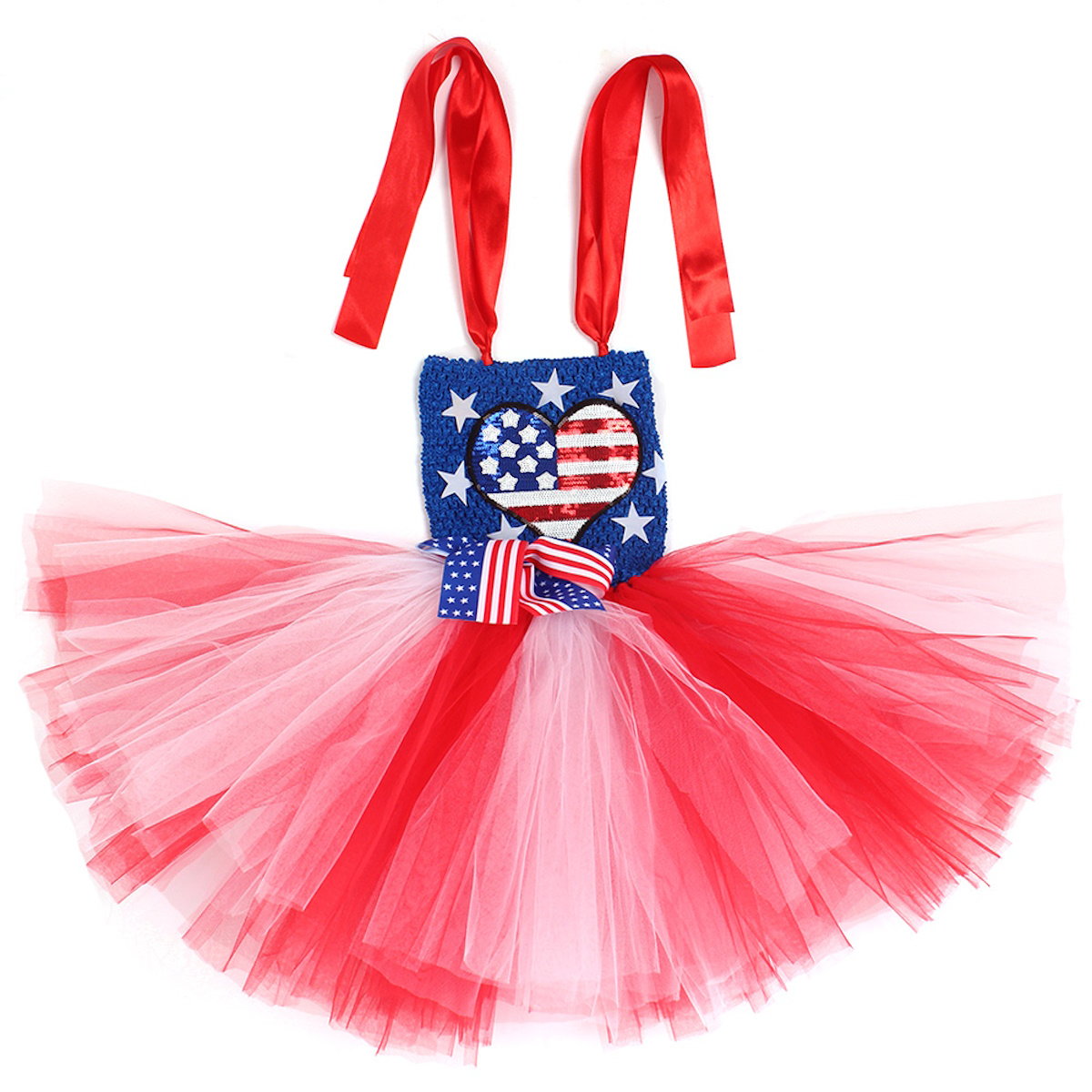 Teen Girls 4th of July Costume Bowknow Tulle Dress with Headband - ChildAngle