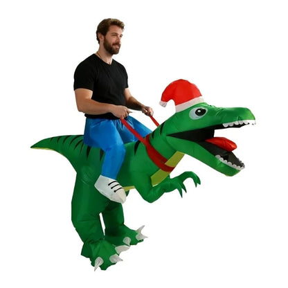 Inflatables Christmas Ride-on Costume Inflatable Gingerbread Man Santa Claus Costumes  - ChildAngle