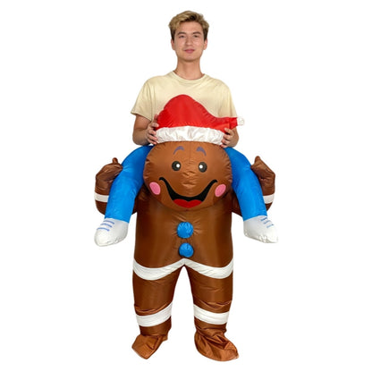 Inflatables Christmas Ride-on Costume Inflatable Gingerbread Man Santa Claus Costumes  - ChildAngle