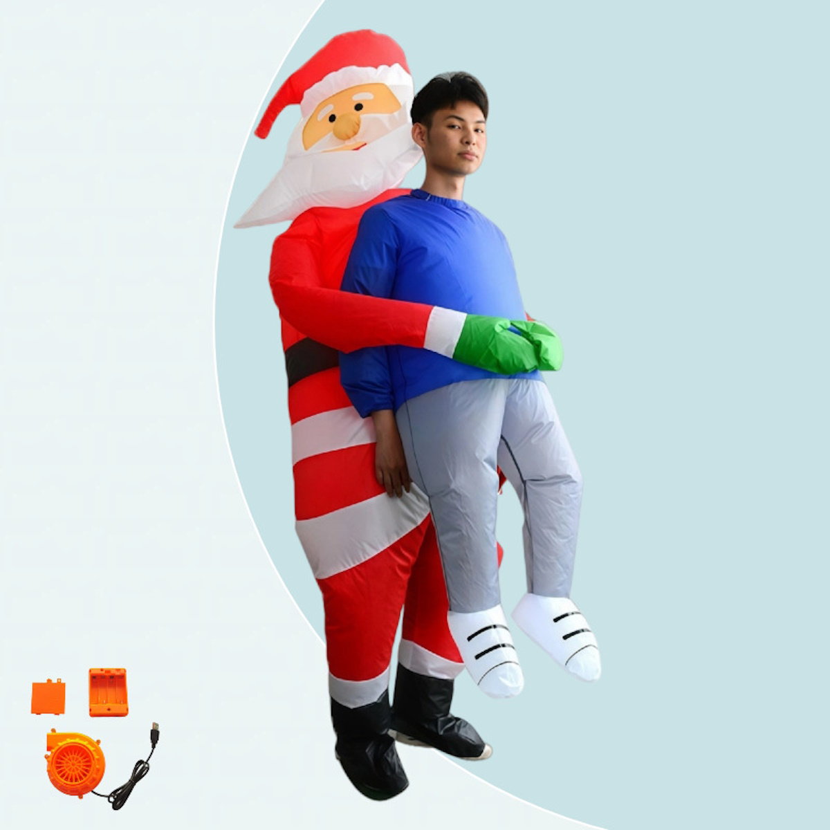 Inflatables Christmas Ride-on Costume Inflatable Gingerbread Man Santa Claus Costumes  - ChildAngle