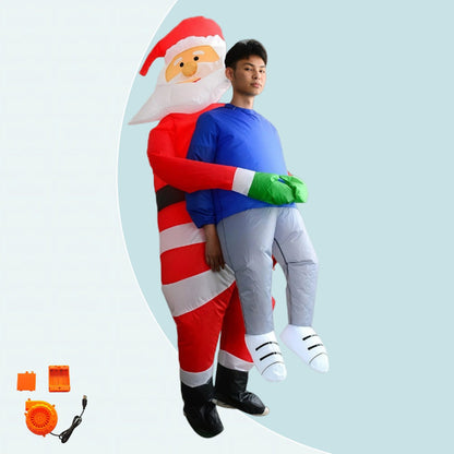 Inflatables Christmas Ride-on Costume Inflatable Gingerbread Man Santa Claus Costumes  - ChildAngle