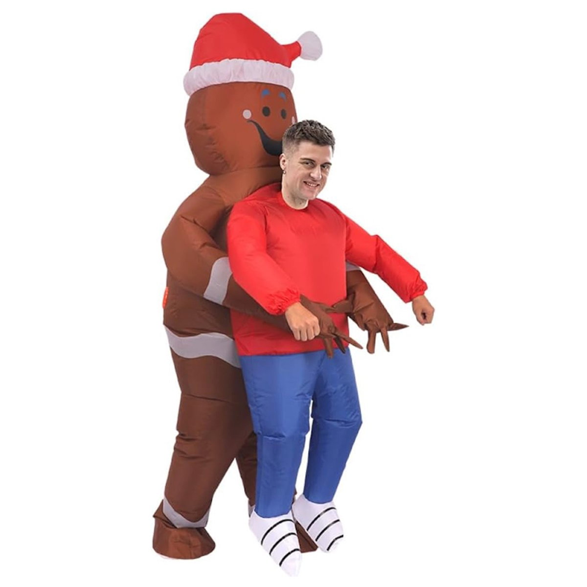 Inflatables Christmas Ride-on Costume Inflatable Gingerbread Man Santa Claus Costumes  - ChildAngle