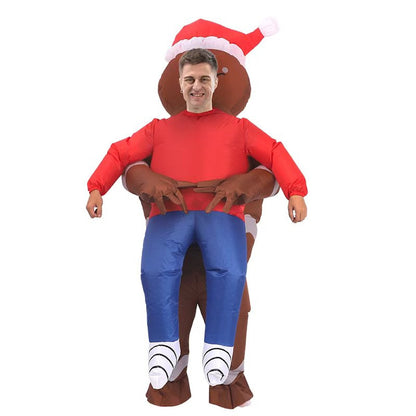 Inflatables Christmas Ride-on Costume Inflatable Gingerbread Man Santa Claus Costumes  - ChildAngle