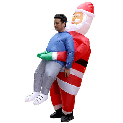 Inflatables Christmas Ride-on Costume Inflatable Gingerbread Man Santa Claus Costumes  - ChildAngle
