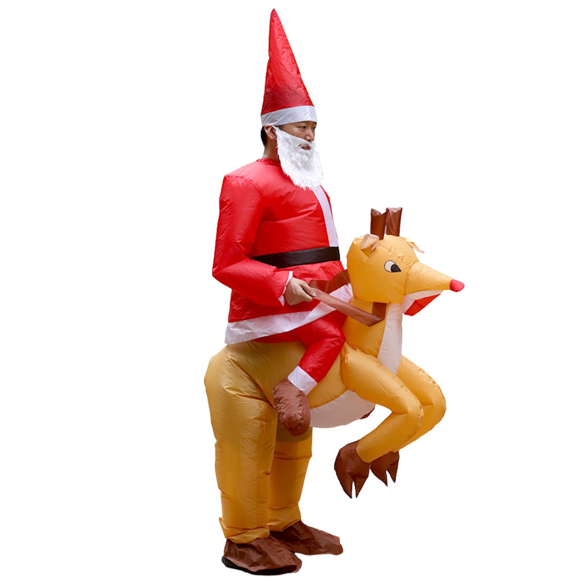 Inflatables Christmas Ride-on Costume Inflatable Gingerbread Man Santa Claus Costumes  - ChildAngle