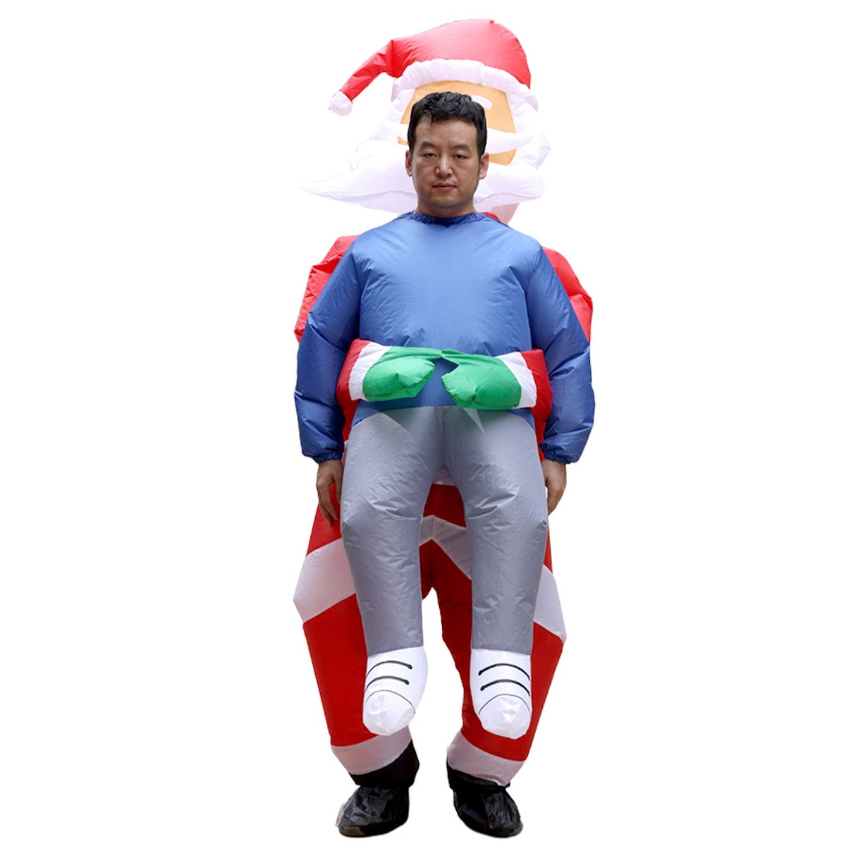 Inflatables Christmas Ride-on Costume Inflatable Gingerbread Man Santa Claus Costumes  - ChildAngle